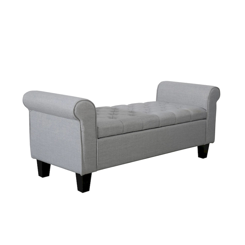 Banc de rangement capitonné en tissu avec couvercle rabattable – Siège d'entrée rembourré avec rangement caché, pouf pour chambre et salon