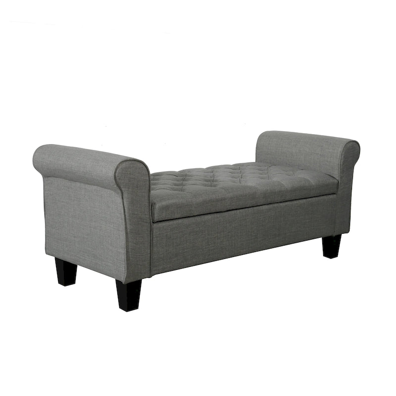 Banc de rangement capitonné en tissu avec couvercle rabattable – Siège d'entrée rembourré avec rangement caché, pouf pour chambre et salon