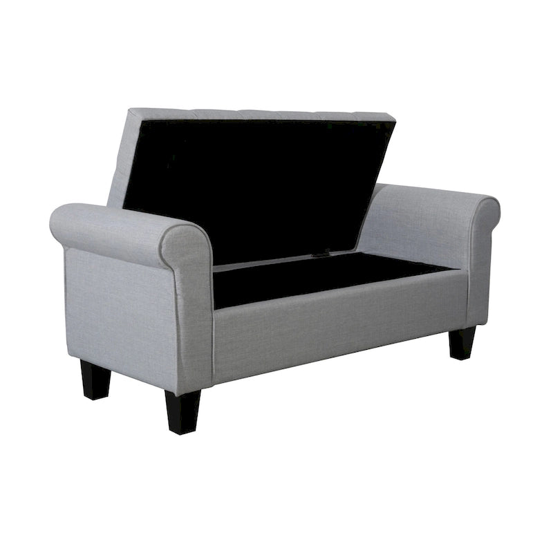 Banc de rangement capitonné en tissu avec couvercle rabattable – Siège d'entrée rembourré avec rangement caché, pouf pour chambre et salon