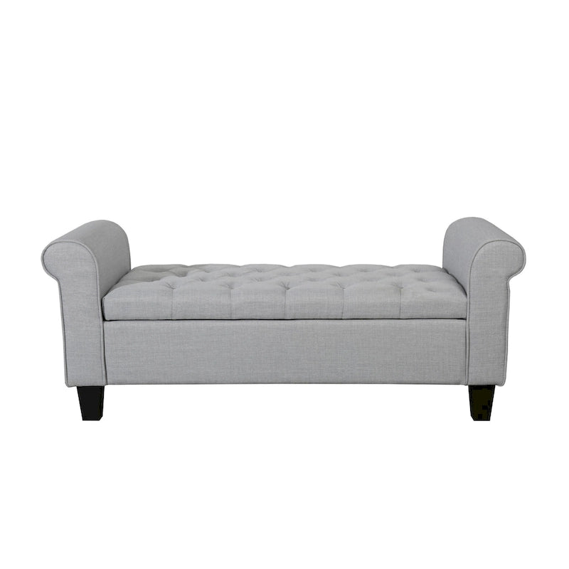 Banc de rangement capitonné en tissu avec couvercle rabattable – Siège d'entrée rembourré avec rangement caché, pouf pour chambre et salon