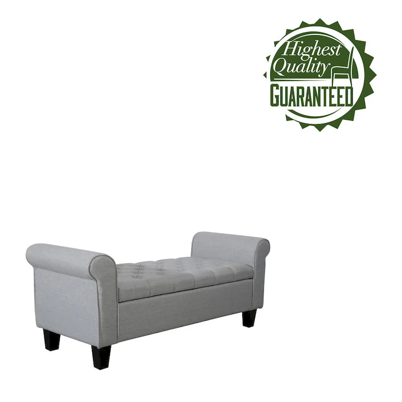 Banc de rangement capitonné en tissu avec couvercle rabattable – Siège d'entrée rembourré avec rangement caché, pouf pour chambre et salon