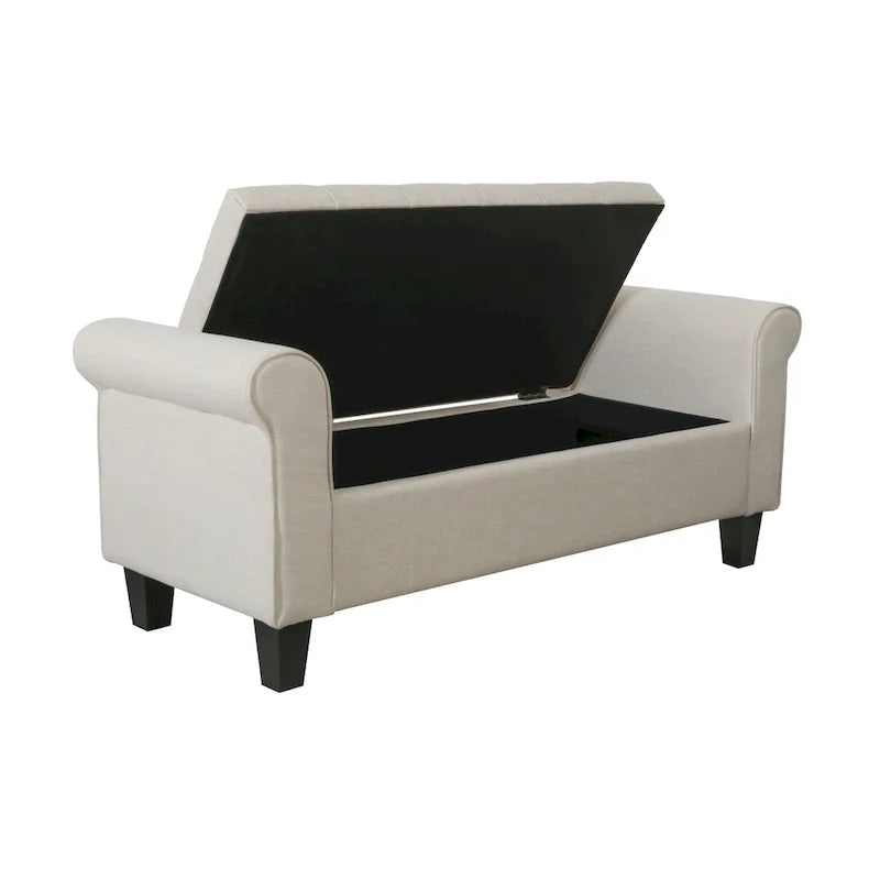 Banc de rangement capitonné en tissu avec couvercle rabattable – Siège d'entrée rembourré avec rangement caché, pouf pour chambre et salon