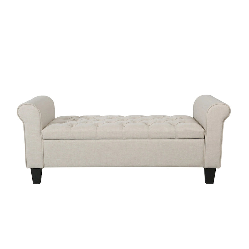Banc de rangement capitonné en tissu avec couvercle rabattable – Siège d'entrée rembourré avec rangement caché, pouf pour chambre et salon