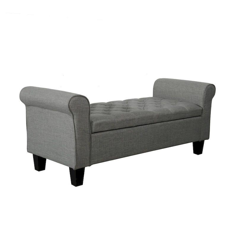 Banc de rangement capitonné en tissu avec couvercle rabattable – Siège d'entrée rembourré avec rangement caché, pouf pour chambre et salon