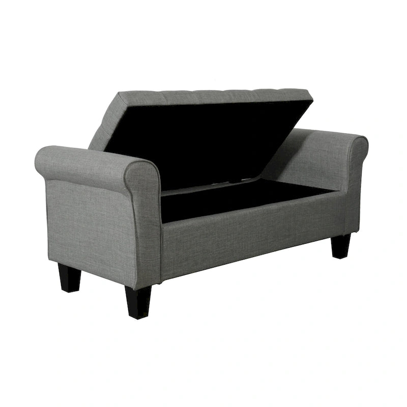 Banc de rangement capitonné en tissu avec couvercle rabattable – Siège d'entrée rembourré avec rangement caché, pouf pour chambre et salon