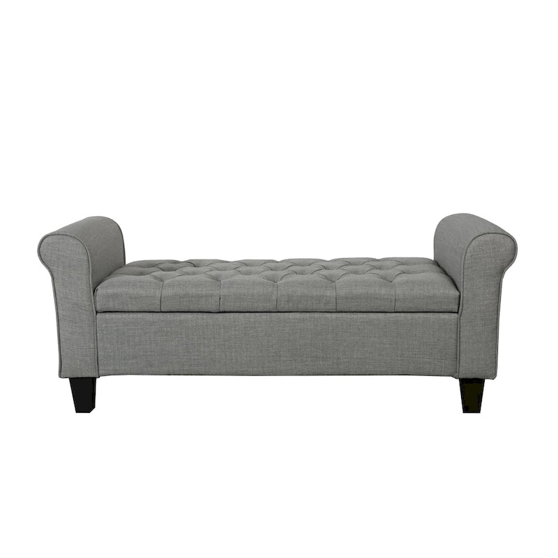 Banc de rangement capitonné en tissu avec couvercle rabattable – Siège d'entrée rembourré avec rangement caché, pouf pour chambre et salon