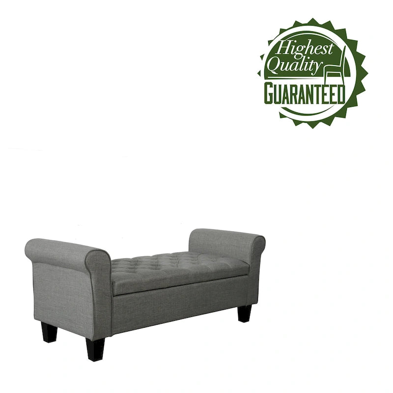 Banc de rangement capitonné en tissu avec couvercle rabattable – Siège d'entrée rembourré avec rangement caché, pouf pour chambre et salon