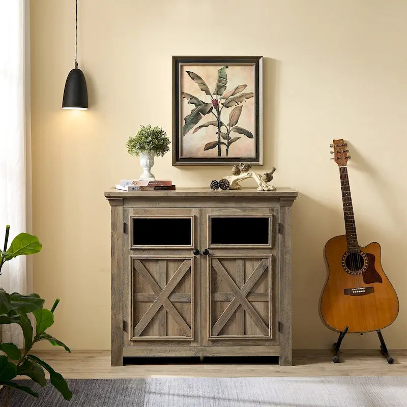 Grand buffet avec 2 portes – Armoire de rangement spacieuse avec étagères réglables pour salle à manger et cuisine