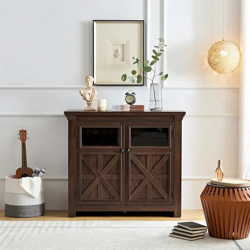Grand buffet avec 2 portes – Armoire de rangement spacieuse avec étagères réglables pour salle à manger et cuisine