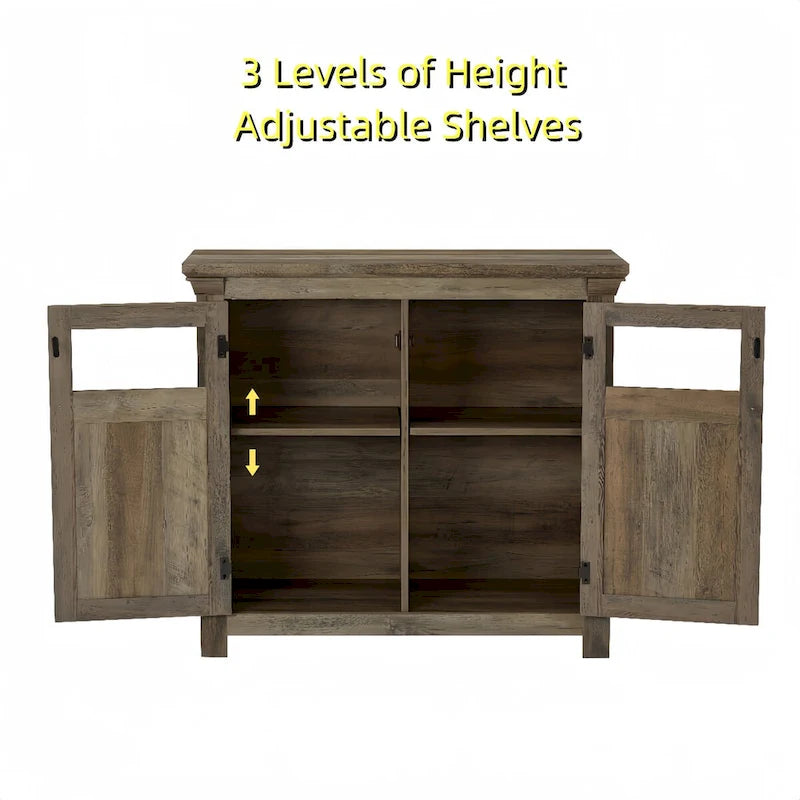 Grand buffet avec 2 portes – Armoire de rangement spacieuse avec étagères réglables pour salle à manger et cuisine