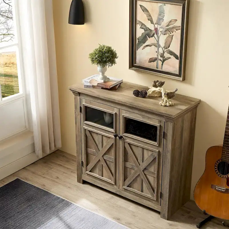 Grand buffet avec 2 portes – Armoire de rangement spacieuse avec étagères réglables pour salle à manger et cuisine