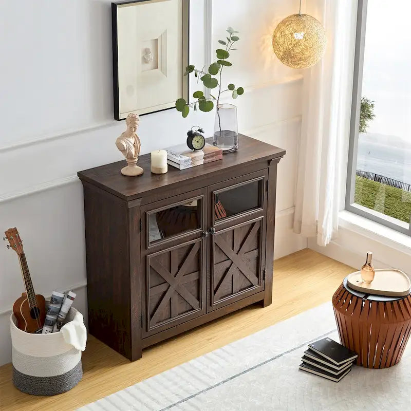 Grand buffet avec 2 portes – Armoire de rangement spacieuse avec étagères réglables pour salle à manger et cuisine