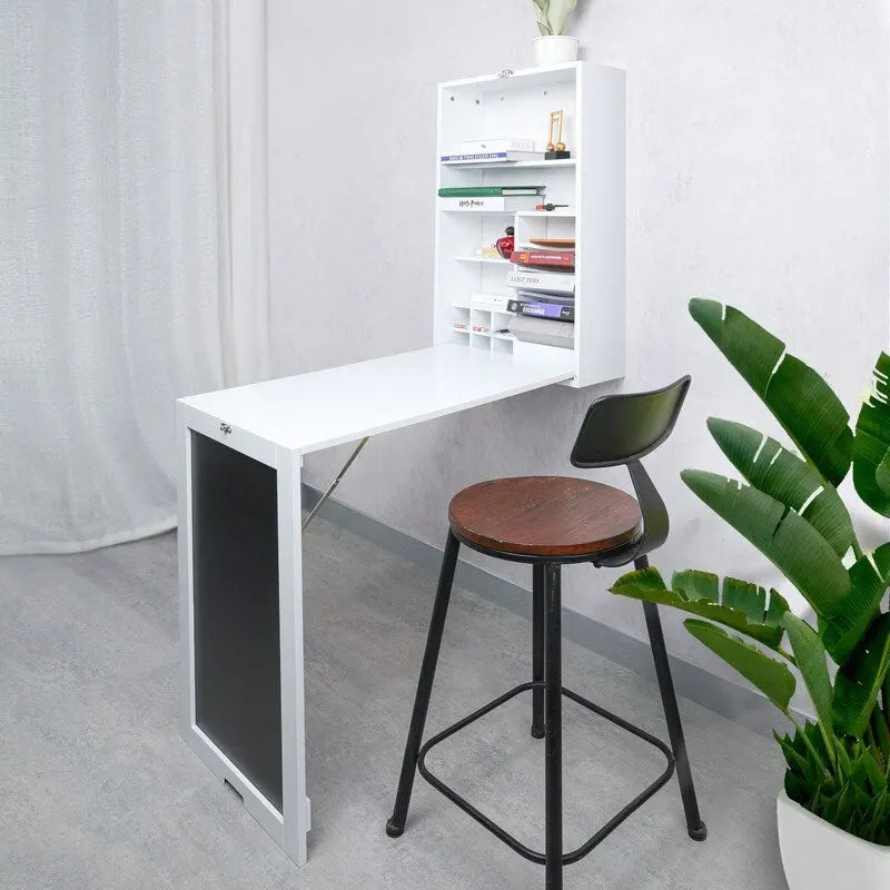 Table murale rabattable avec tableau noir, blanche