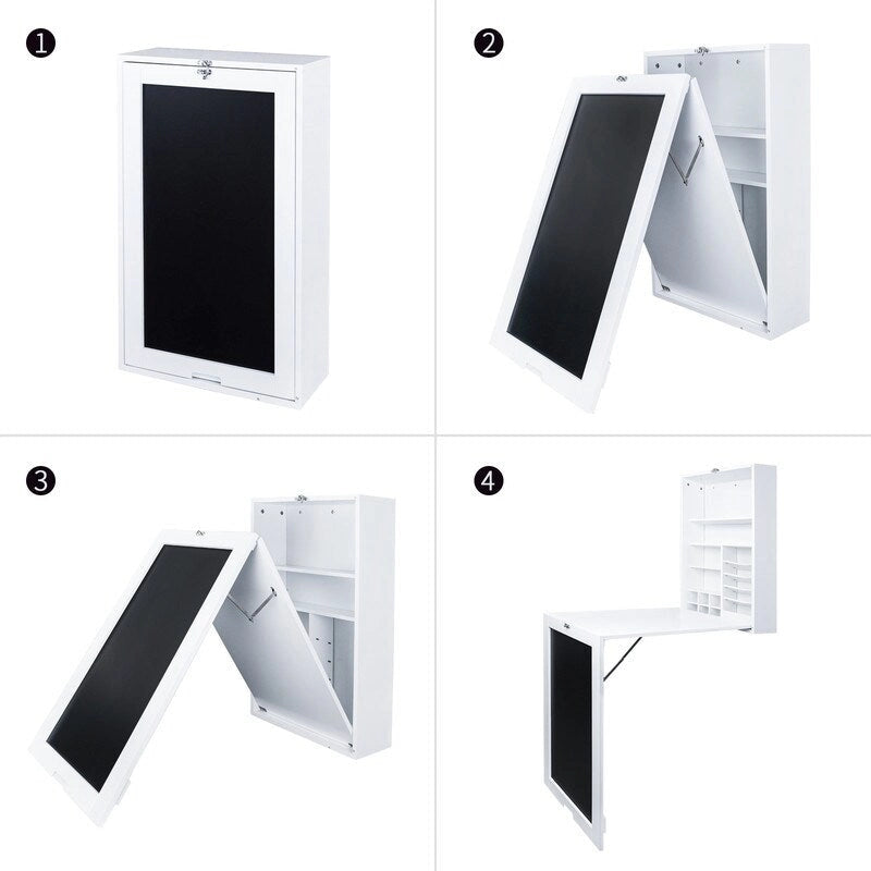 Table murale rabattable avec tableau noir, blanche