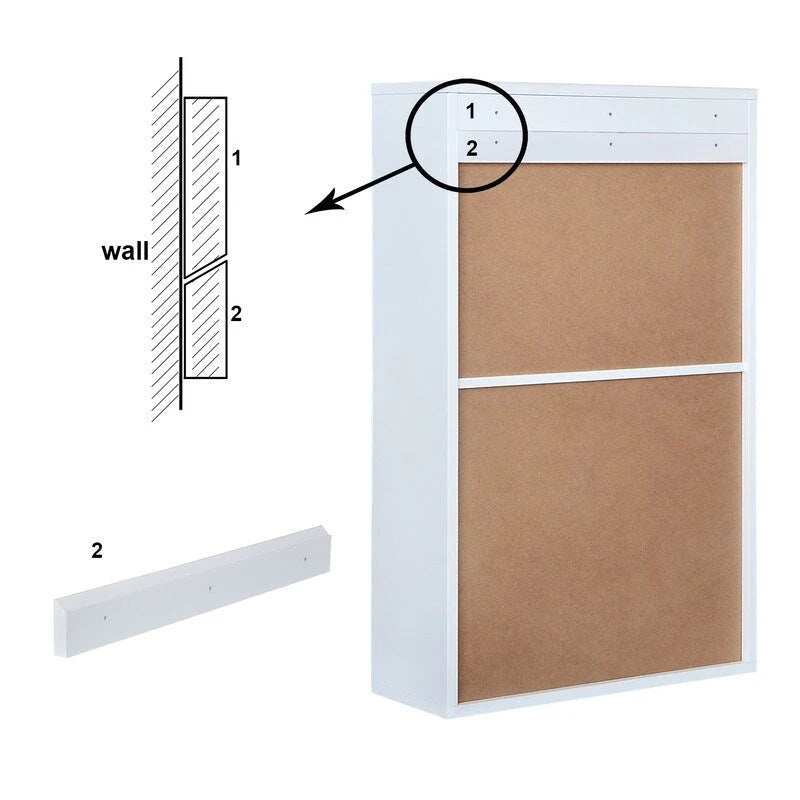Table murale rabattable avec tableau noir, blanche