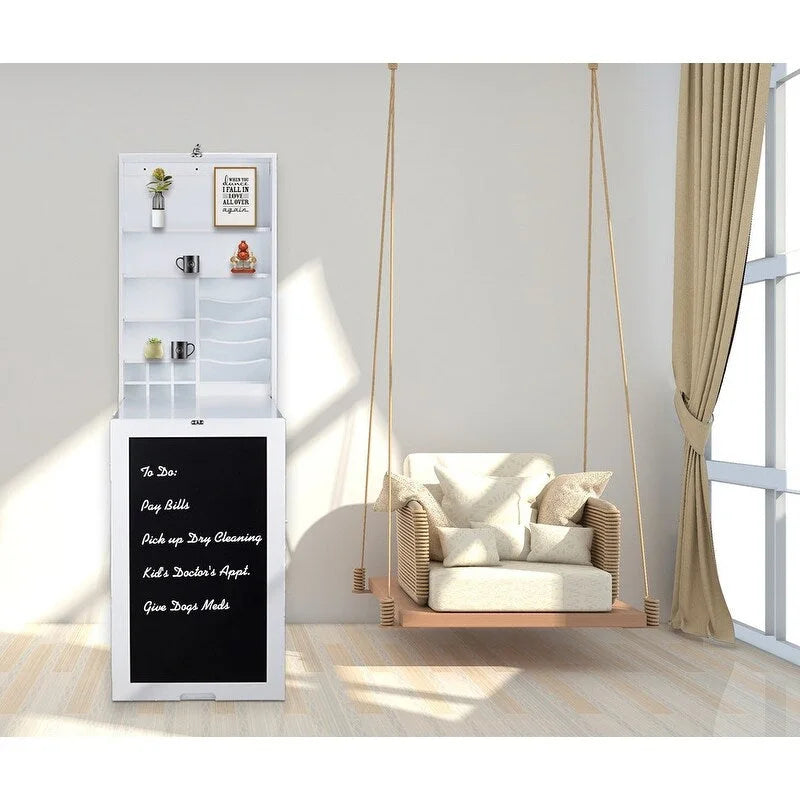 Table murale rabattable avec tableau noir, blanche
