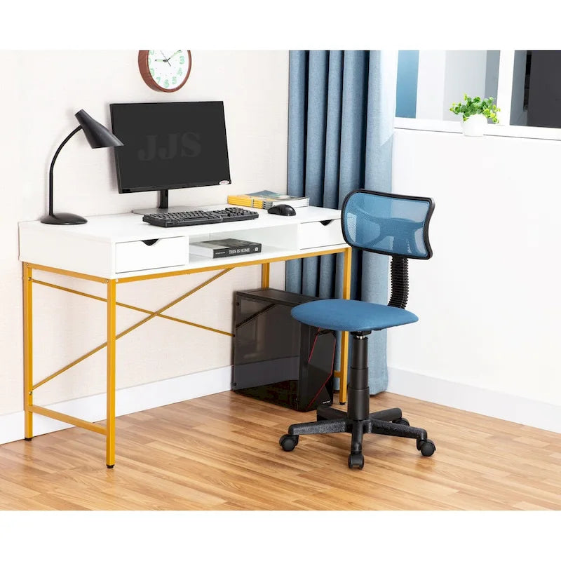 Bureau de 48 po avec tiroirs, grande station de travail contemporaine avec rangement pour ordinateur portable et de bureau