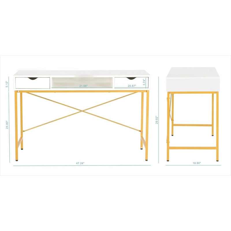 Bureau de 48 po avec tiroirs, grande station de travail contemporaine avec rangement pour ordinateur portable et de bureau