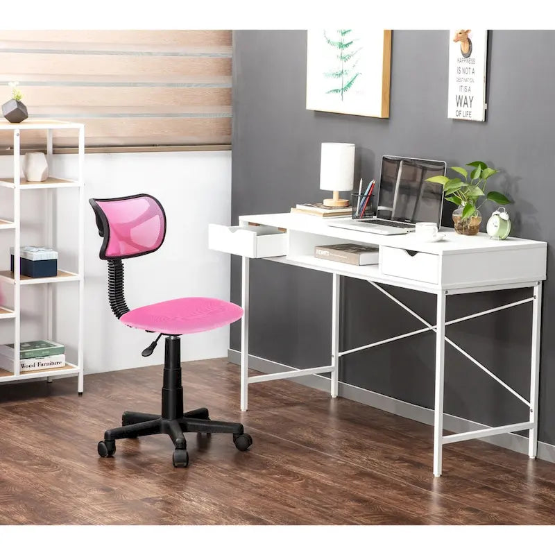 Bureau de 48 po avec tiroirs, grande station de travail contemporaine avec rangement pour ordinateur portable et de bureau