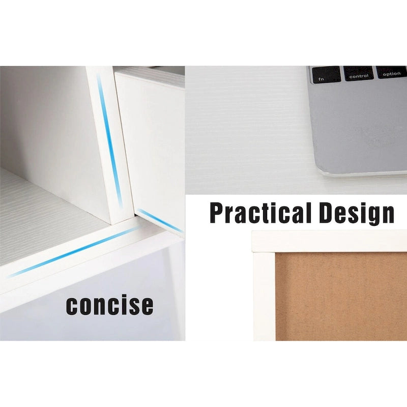 Bureau de 48 po avec tiroirs, grande station de travail contemporaine avec rangement pour ordinateur portable et de bureau