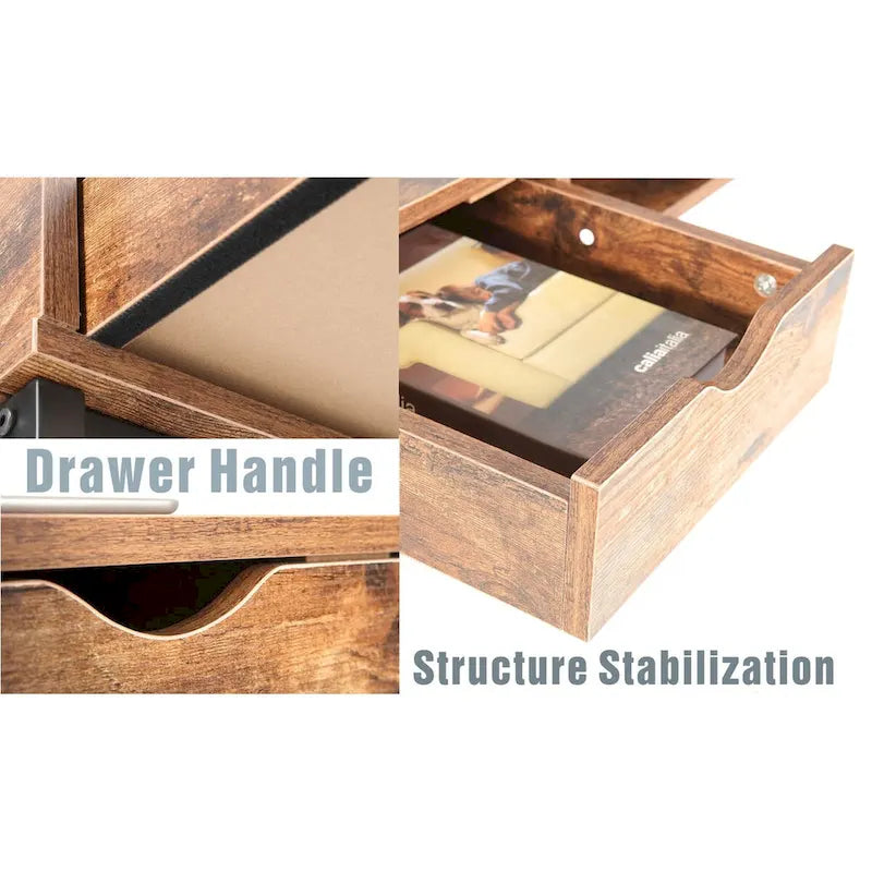 Bureau de 48 po avec tiroirs, grande station de travail contemporaine avec rangement pour ordinateur portable et de bureau