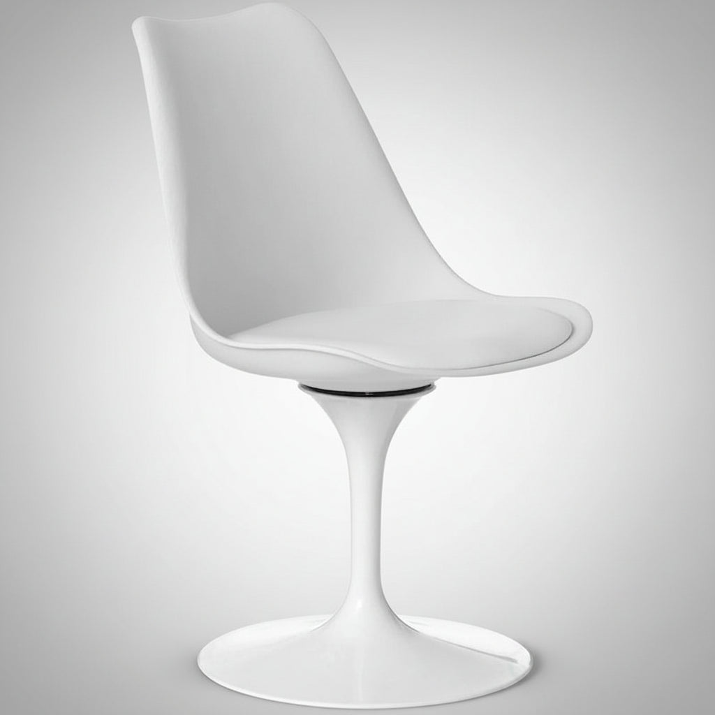Mid-Century Modern Swivel Tulip Side Chair with Comfortable Cushioned Seat, White Polypropylene Accent Side Chair