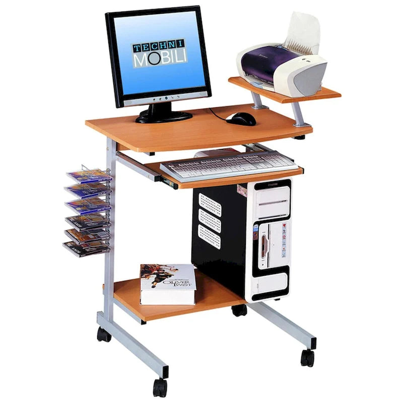 Bureau d'ordinateur compact et ergonomique – Poste de travail domestique avec étagère de rangement, style moderne