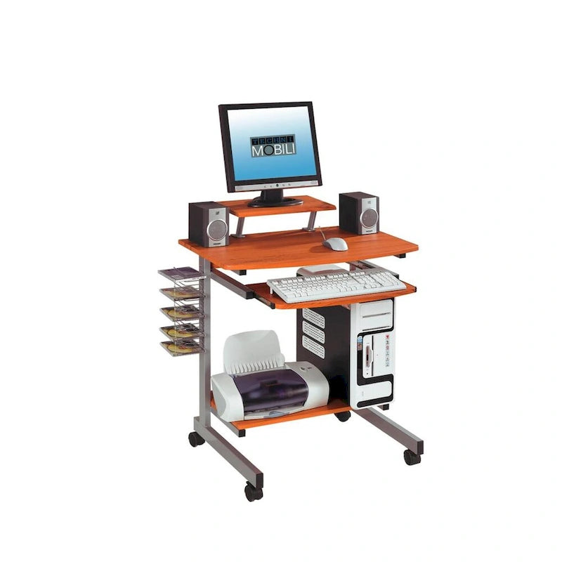 Bureau d'ordinateur compact et ergonomique – Poste de travail domestique avec étagère de rangement, style moderne