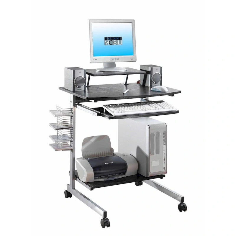 Bureau d'ordinateur compact et ergonomique – Poste de travail domestique avec étagère de rangement, style moderne