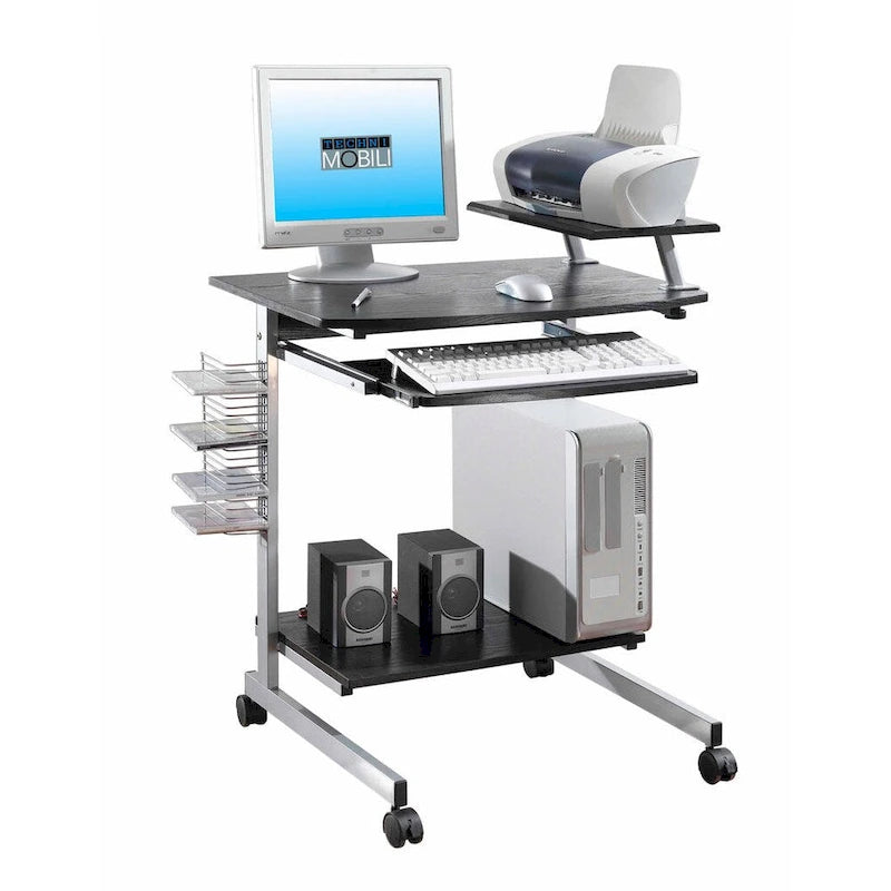 Bureau d'ordinateur compact et ergonomique – Poste de travail domestique avec étagère de rangement, style moderne