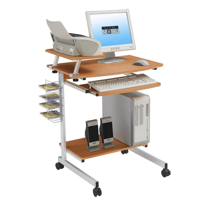 Bureau d'ordinateur compact et ergonomique – Poste de travail domestique avec étagère de rangement, style moderne
